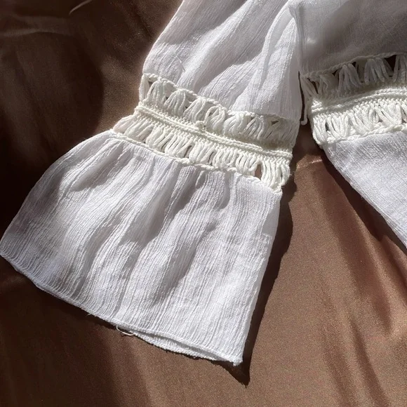 Beach by Exist Pom Pom and Crochet Swimsuit Coverup Size S/M - Picture 8 of 11